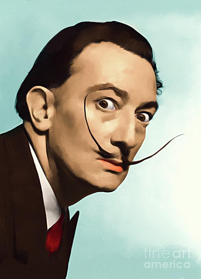 Portrait Du Peintre Salvador Dali - Tableau Déco 75 X 80 Cm Neuf